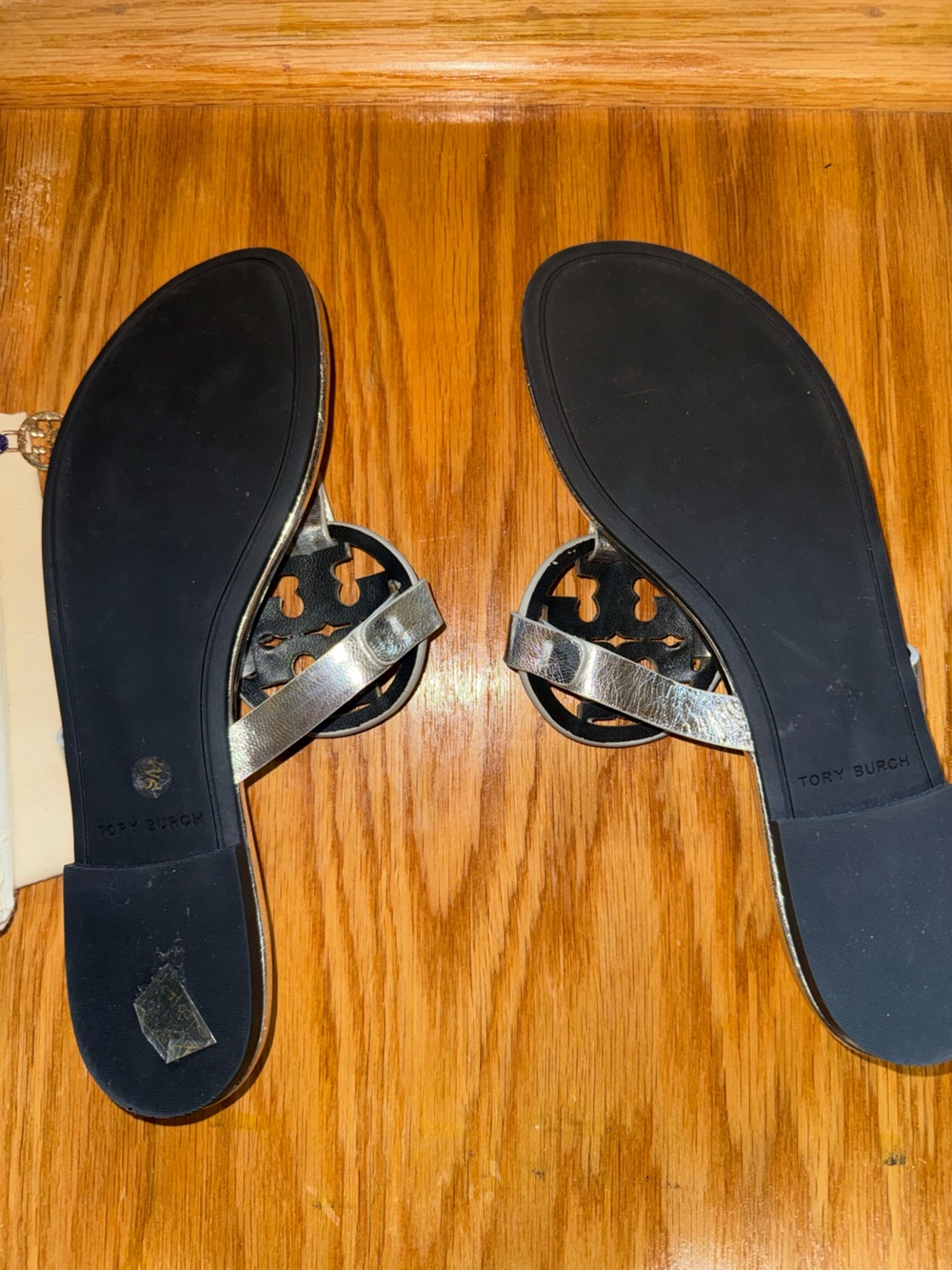 Tory Burch Silver Metallic Rhinestone Miller Sandals - Picture 6 of 7